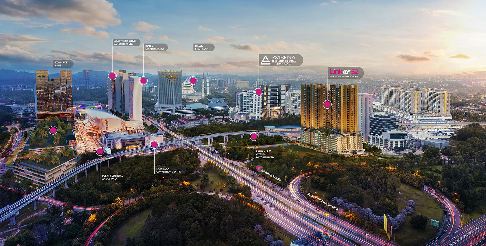 Linkar52 — 100m dari Lebuhraya Persekutuan dengan akses NKVE, ELITE dan LKSA