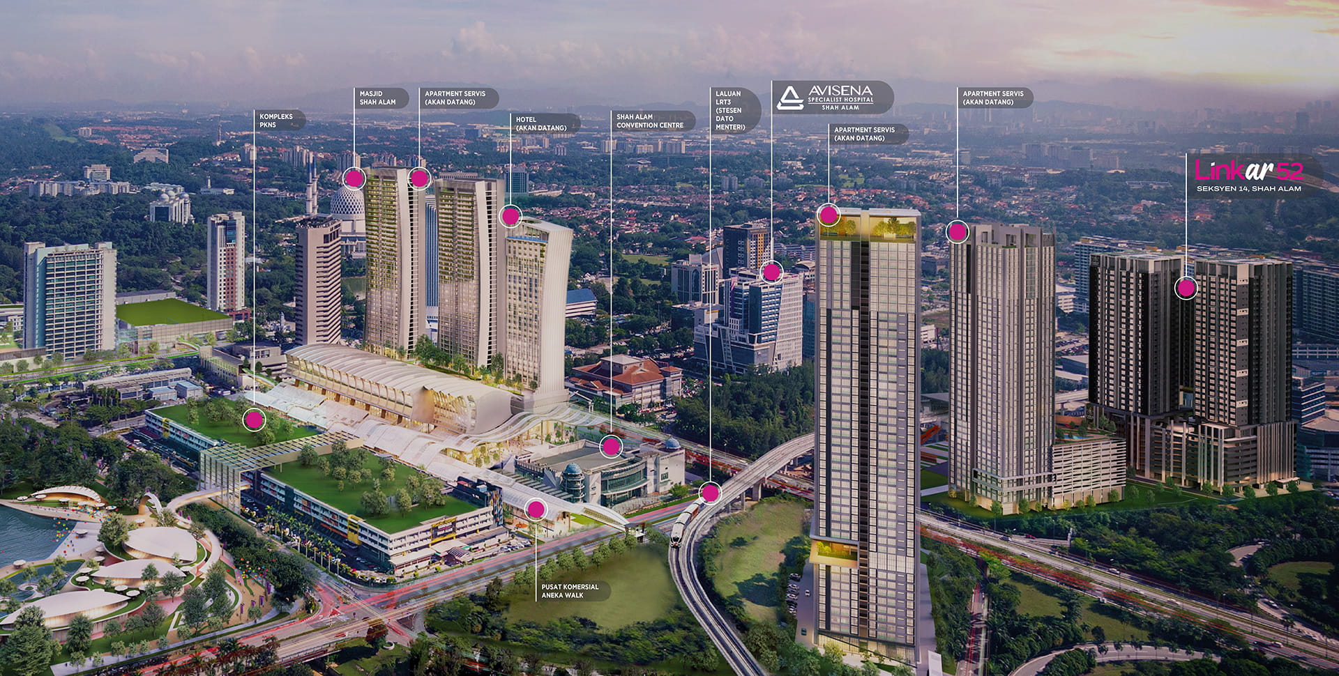 Hab komersial Linkar52 dengan kedai dan restoran berdekatan